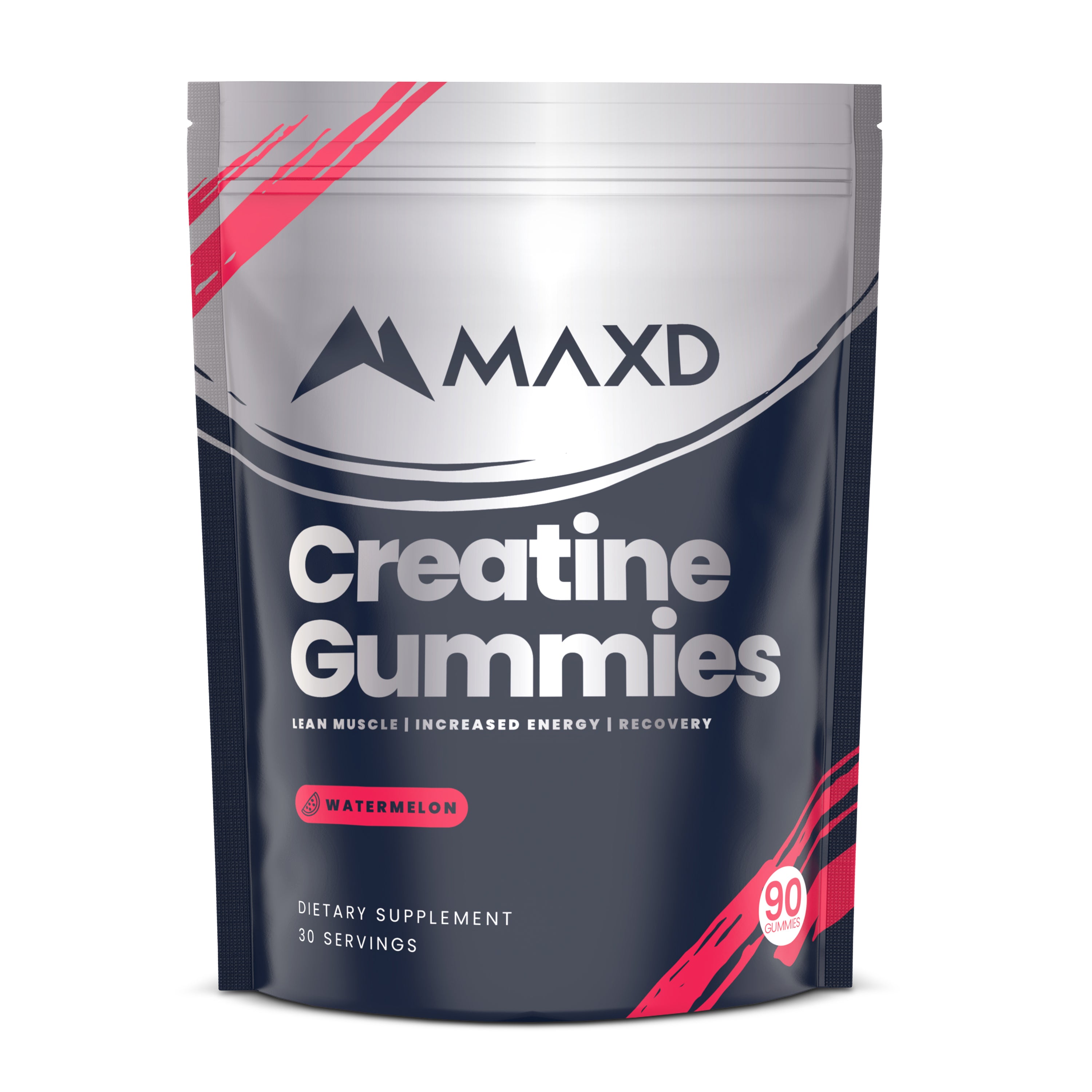 MAXD Wellness Watermelon Creatine Gummies pouch – 90 gummies, 30 servings.